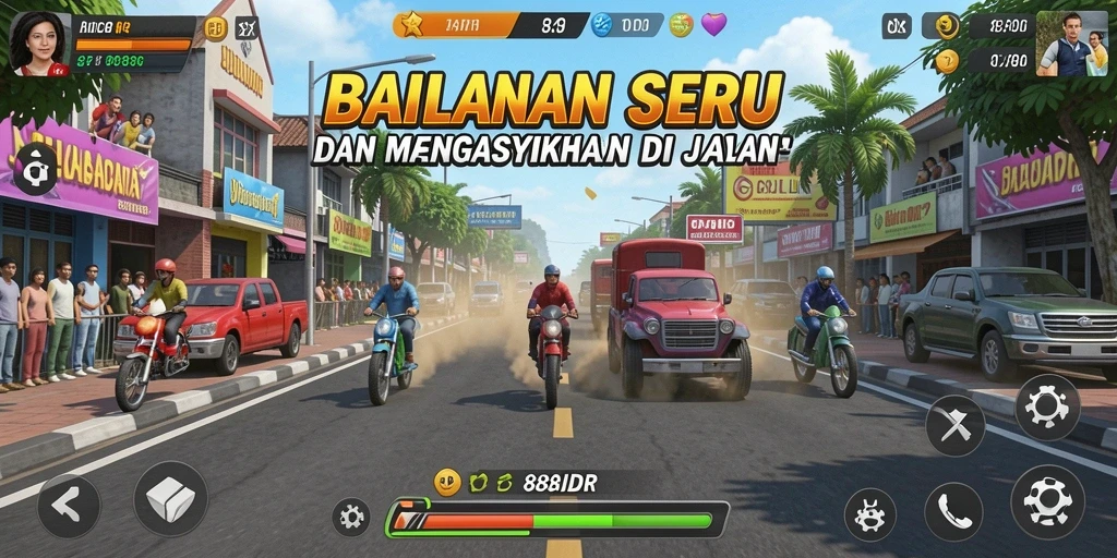 Screenshot gameplay di 888IDR yang menunjukkan aksi balap yang mendebarkan.