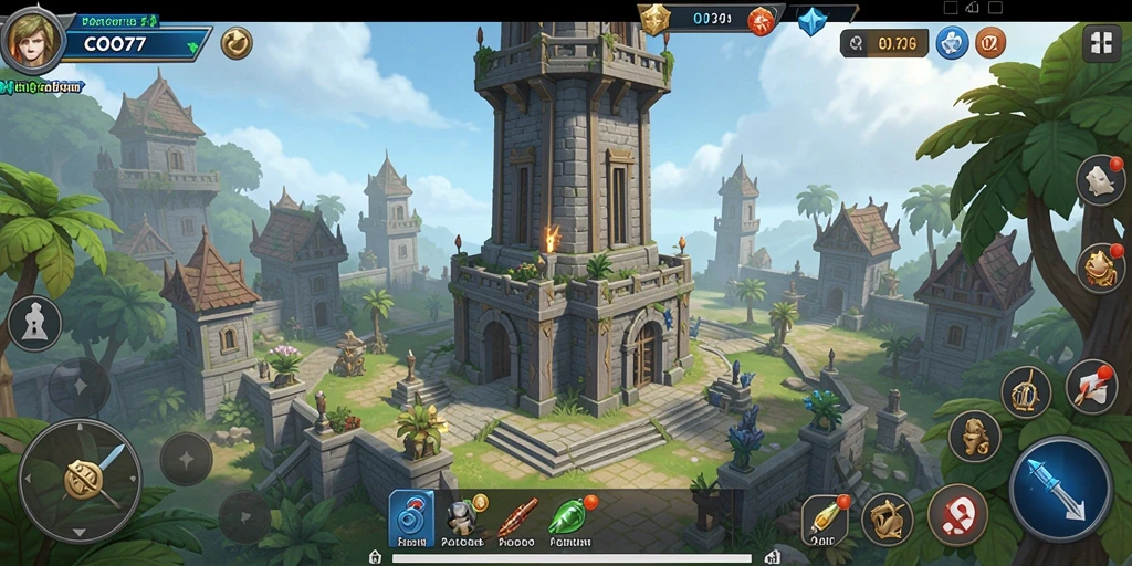 Screenshot COO77 menampilkan aksi seru dalam pertahanan menara.