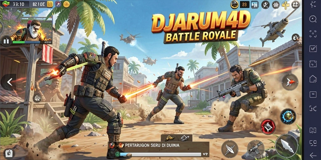 Tampilan seru dari gameplay <strong>DJARUM4D</strong> saat pertempuran berlangsung di arena Battle Royale.