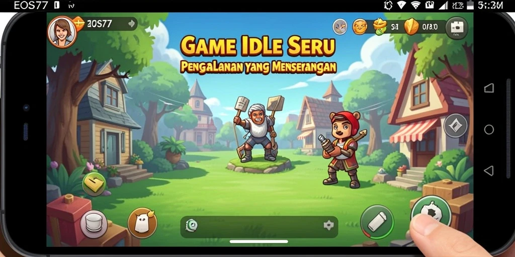 Screenshot gameplay <strong>EOS77</strong> menampilkan aksi karakter dalam game Idle.