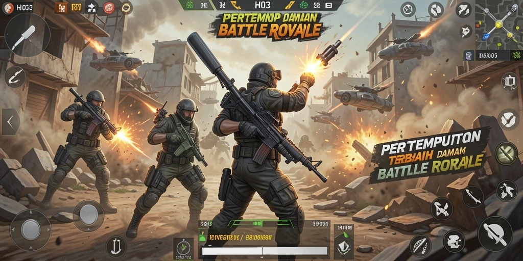 Screenshot menampilkan pertarungan epik dalam H03 Battle Royale.
