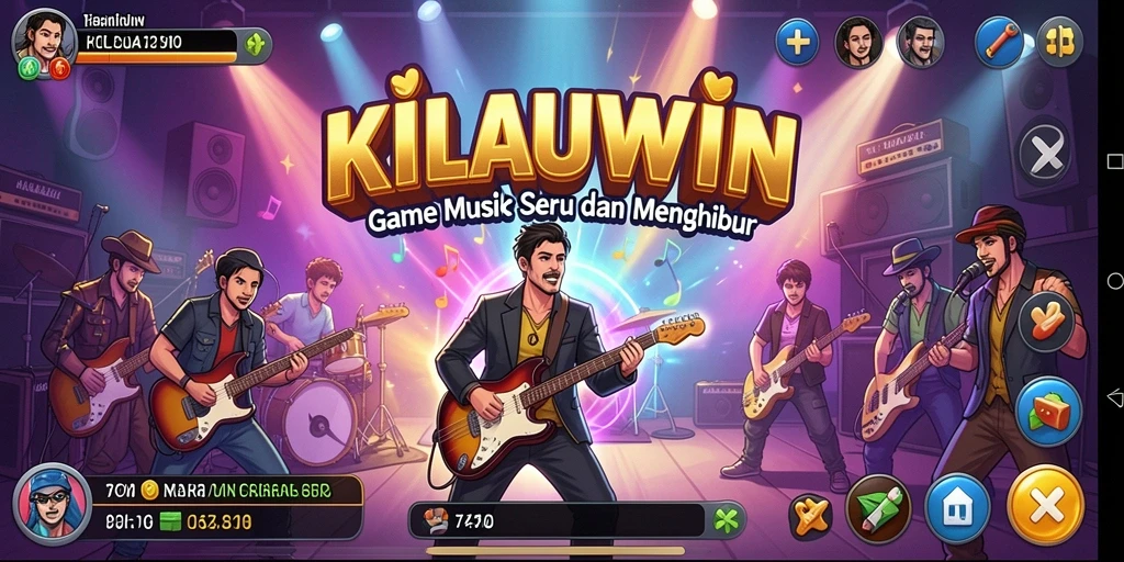 Screenshot gameplay KILAUWIN dengan lagu-lagu popular.
