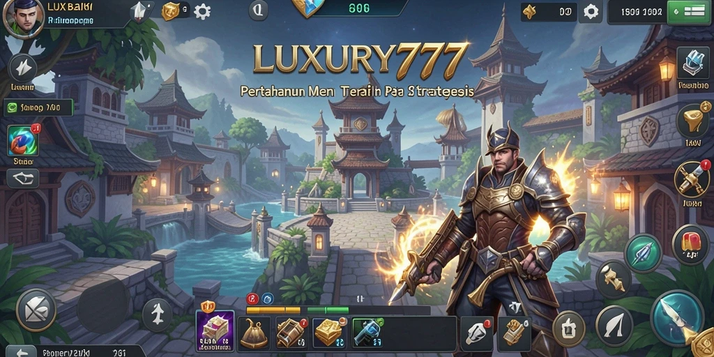 Gameplay seru LUXURY777 menampilkan pertahanan menara yang menantang.