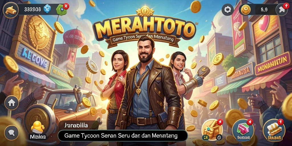 Screenshot gameplay <strong>MERAHTOTO</strong> menampilkan keseruan membangun kerajaan bisnis.