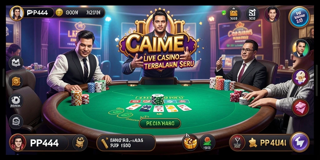 Tampilan utama PP444 dengan dealer langsung di Live Casino.