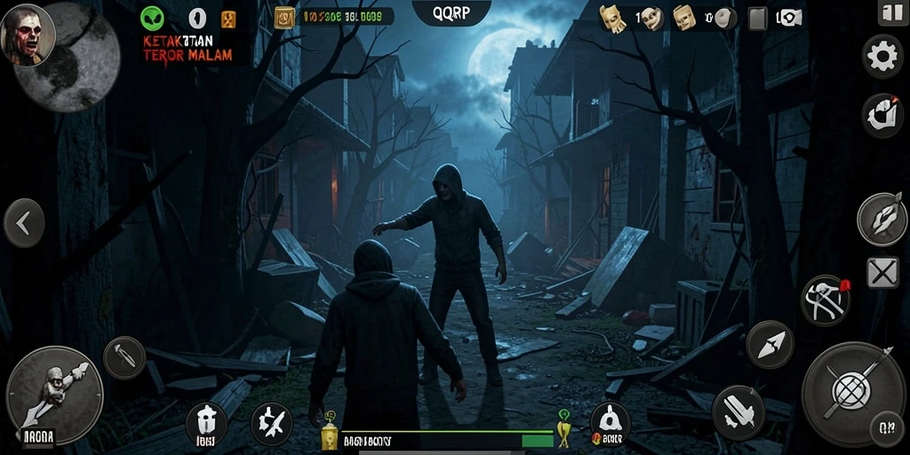 Screenshot gameplay QQRP yang menampilkan suasana Horror mencekam.
