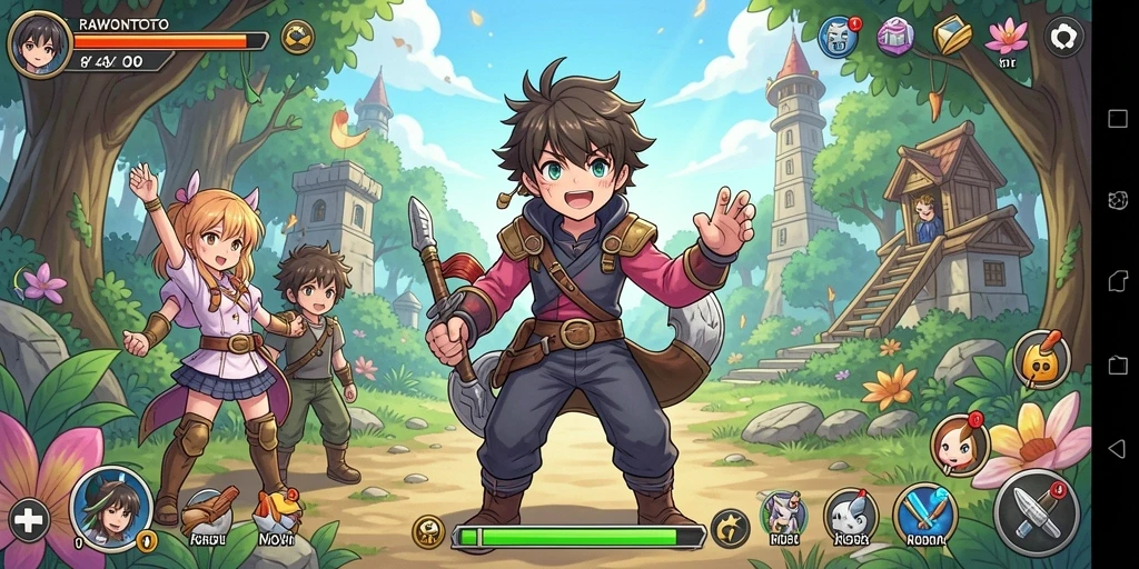 Tampilan gameplay yang menakjubkan di RAWONTOTO dengan karakter Anime yang hidup.