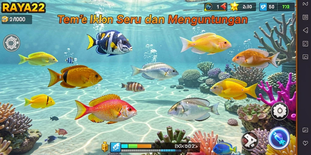 Tampilan gameplay RAYA22 yang menampilkan aksi menembak ikan yang seru.