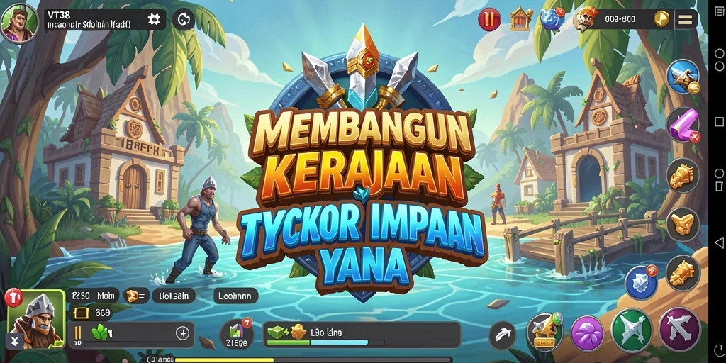 Tampilan gameplay VT38 menampilkan momen seru dalam membangun kerajaan bisnis.